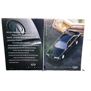 1990 Infiniti Q45 Ad Road & Track Ten Best Luxury Sedan Print Advertisement